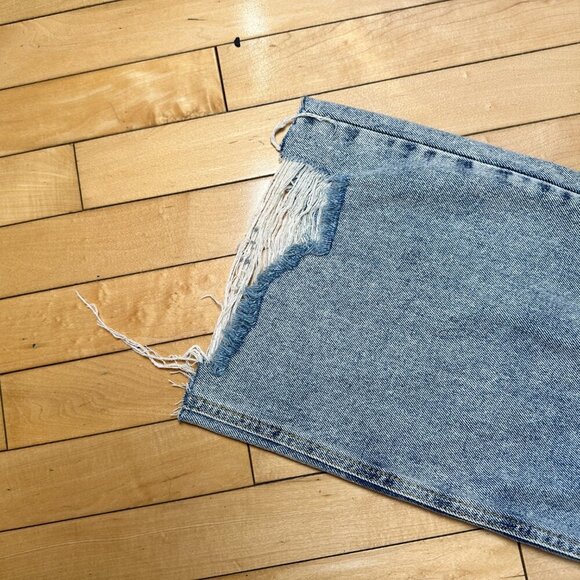 AVEC LES FILLES Acid Wash Distressed Destroyed Wide Leg Denim Jeans Size 29 - Picture 4 of 15